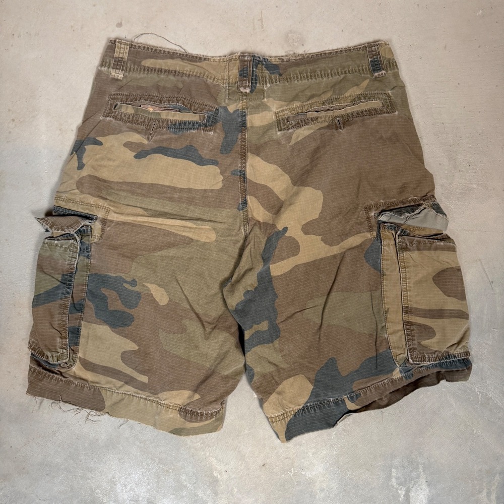American Eagle Outfitters Mens 36 Camo Cargo Shorts AE3 Ripstop Distressed Y2K - Picture 6 of 8